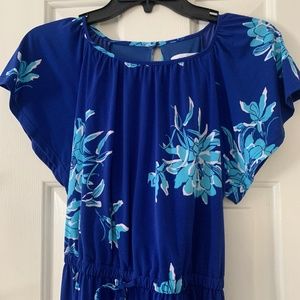 Royal blue flower pattern dress